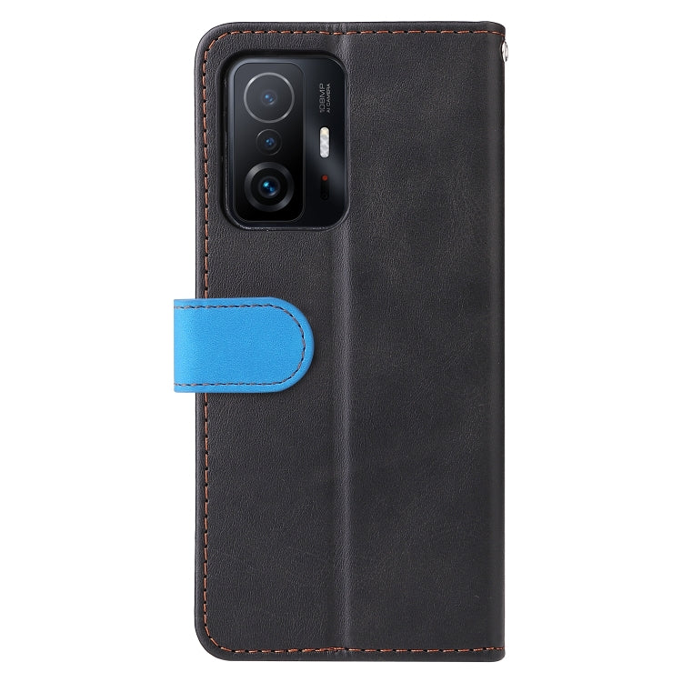 For Xiaomi 11T / 11T Pro Stitching-Color Horizontal Flip Leather Phone Case with Holder & Card Slots & Photo Frame