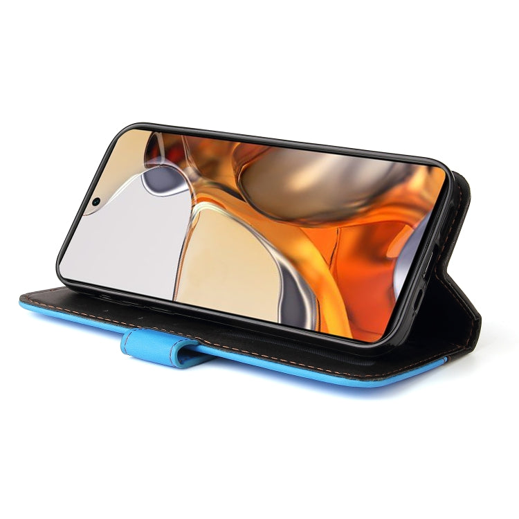 For Xiaomi 11T / 11T Pro Stitching-Color Horizontal Flip Leather Phone Case with Holder & Card Slots & Photo Frame