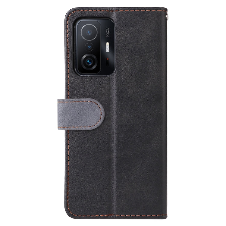 For Xiaomi 11T / 11T Pro Stitching-Color Horizontal Flip Leather Phone Case with Holder & Card Slots & Photo Frame