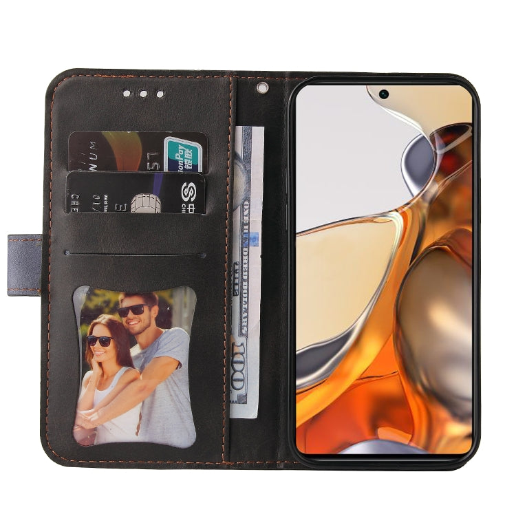 For Xiaomi 11T / 11T Pro Stitching-Color Horizontal Flip Leather Phone Case with Holder & Card Slots & Photo Frame
