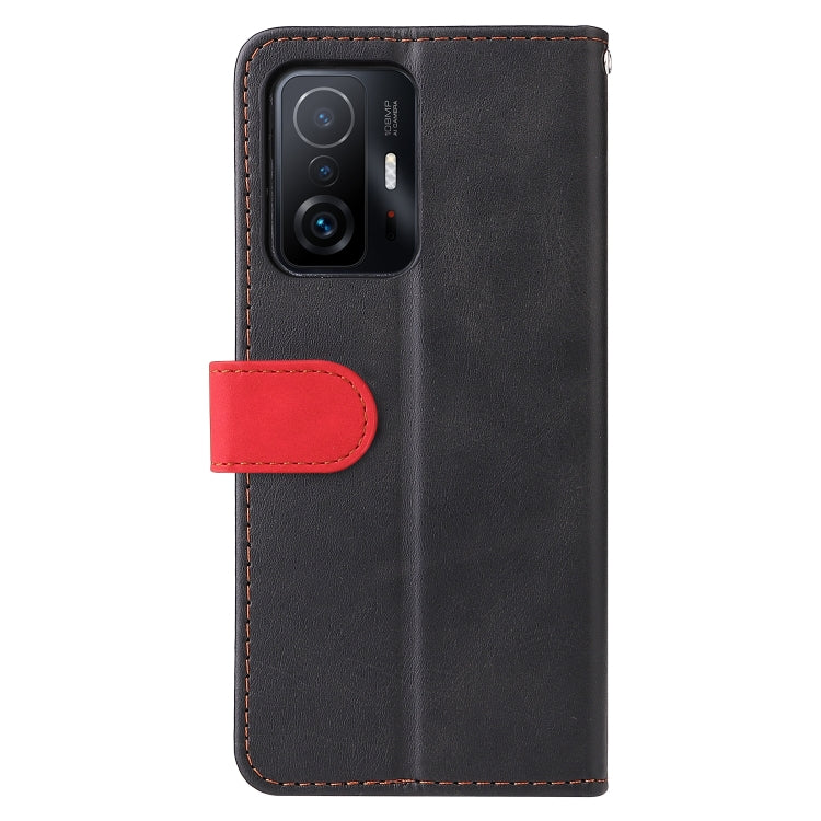 For Xiaomi 11T / 11T Pro Stitching-Color Horizontal Flip Leather Phone Case with Holder & Card Slots & Photo Frame