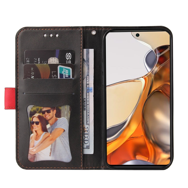 For Xiaomi 11T / 11T Pro Stitching-Color Horizontal Flip Leather Phone Case with Holder & Card Slots & Photo Frame