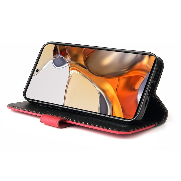 For Xiaomi 11T / 11T Pro Stitching-Color Horizontal Flip Leather Phone Case with Holder & Card Slots & Photo Frame