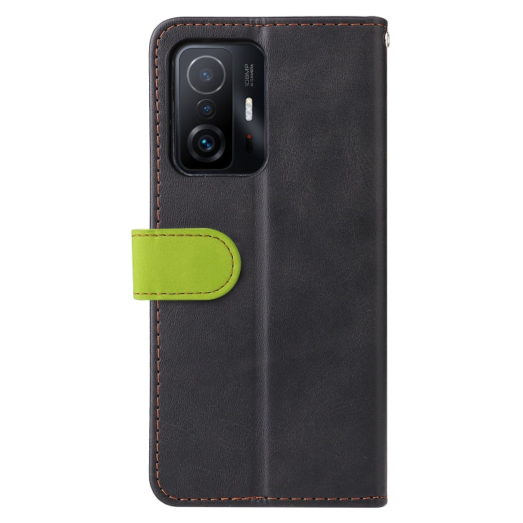 For Xiaomi 11T / 11T Pro Stitching-Color Horizontal Flip Leather Phone Case with Holder & Card Slots & Photo Frame