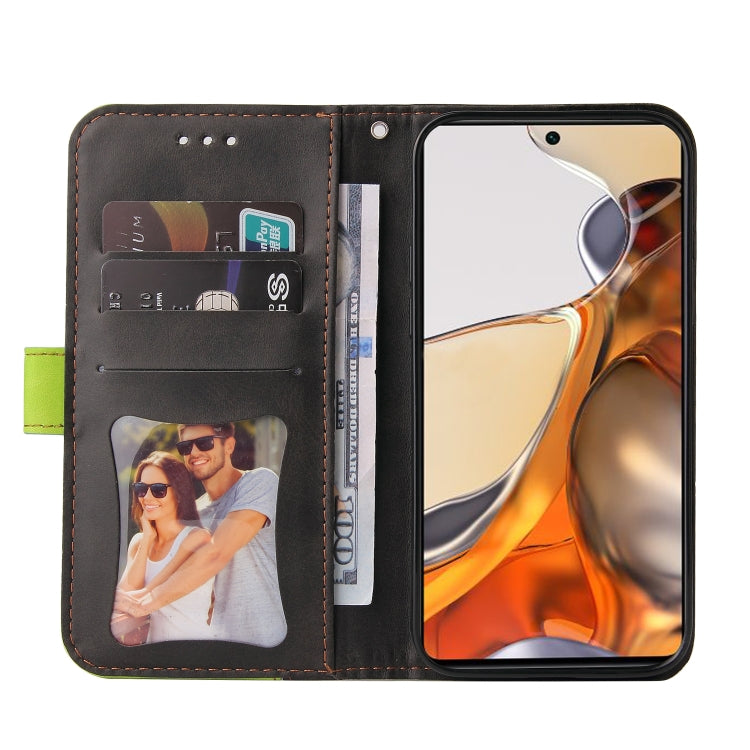For Xiaomi 11T / 11T Pro Stitching-Color Horizontal Flip Leather Phone Case with Holder & Card Slots & Photo Frame