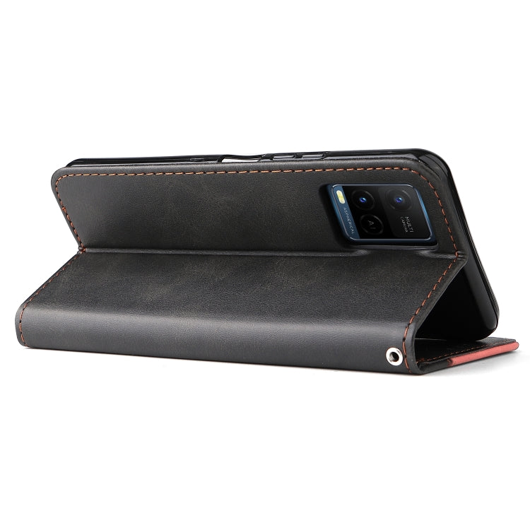 For vivo Y21 / Y21s / Y33s Stitching-Color Horizontal Flip Leather Phone Case with Holder & Card Slots & Photo Frame