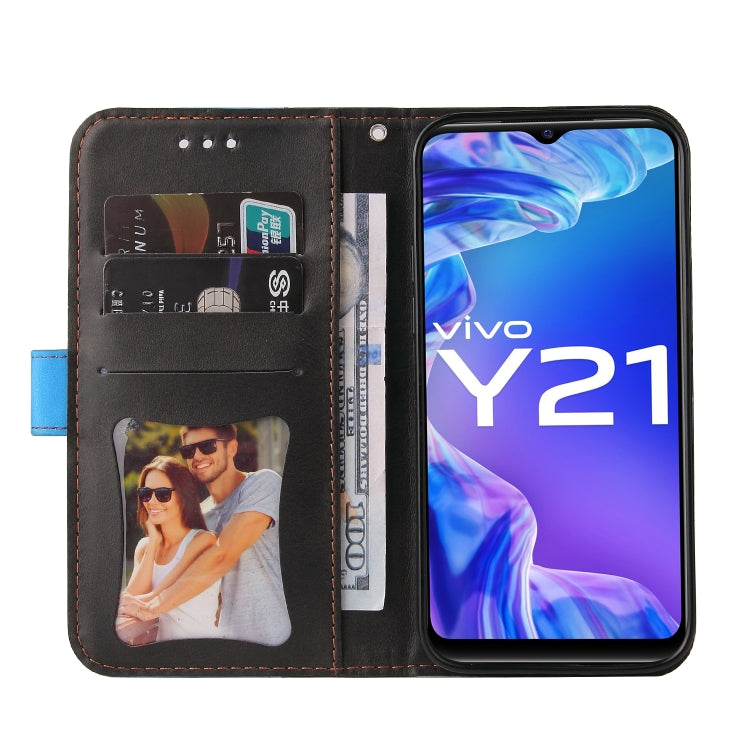For vivo Y21 / Y21s / Y33s Stitching-Color Horizontal Flip Leather Phone Case with Holder & Card Slots & Photo Frame