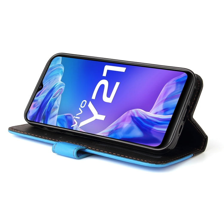 For vivo Y21 / Y21s / Y33s Stitching-Color Horizontal Flip Leather Phone Case with Holder & Card Slots & Photo Frame
