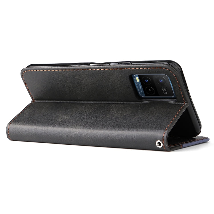 For vivo Y21 / Y21s / Y33s Stitching-Color Horizontal Flip Leather Phone Case with Holder & Card Slots & Photo Frame