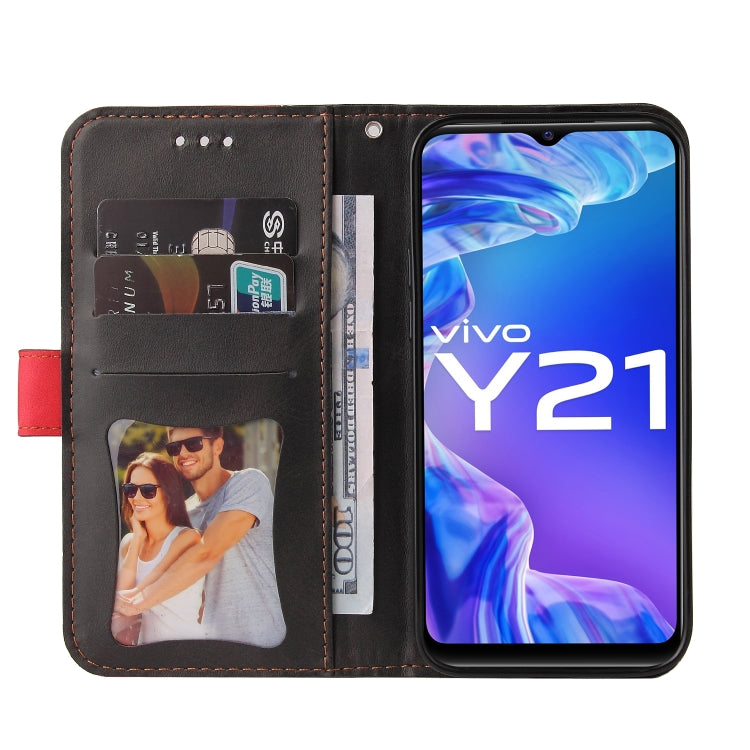 For vivo Y21 / Y21s / Y33s Stitching-Color Horizontal Flip Leather Phone Case with Holder & Card Slots & Photo Frame