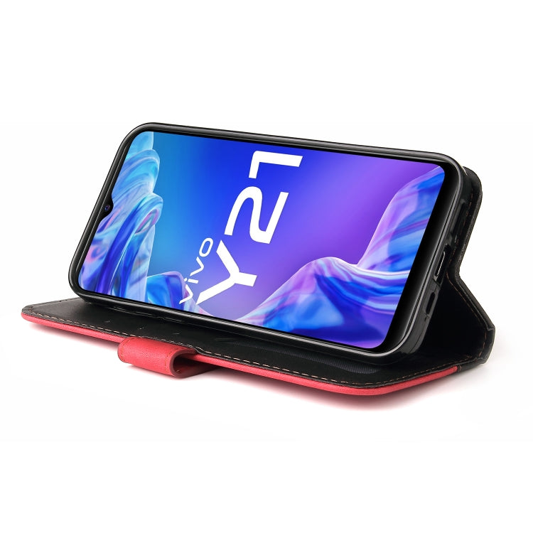 For vivo Y21 / Y21s / Y33s Stitching-Color Horizontal Flip Leather Phone Case with Holder & Card Slots & Photo Frame