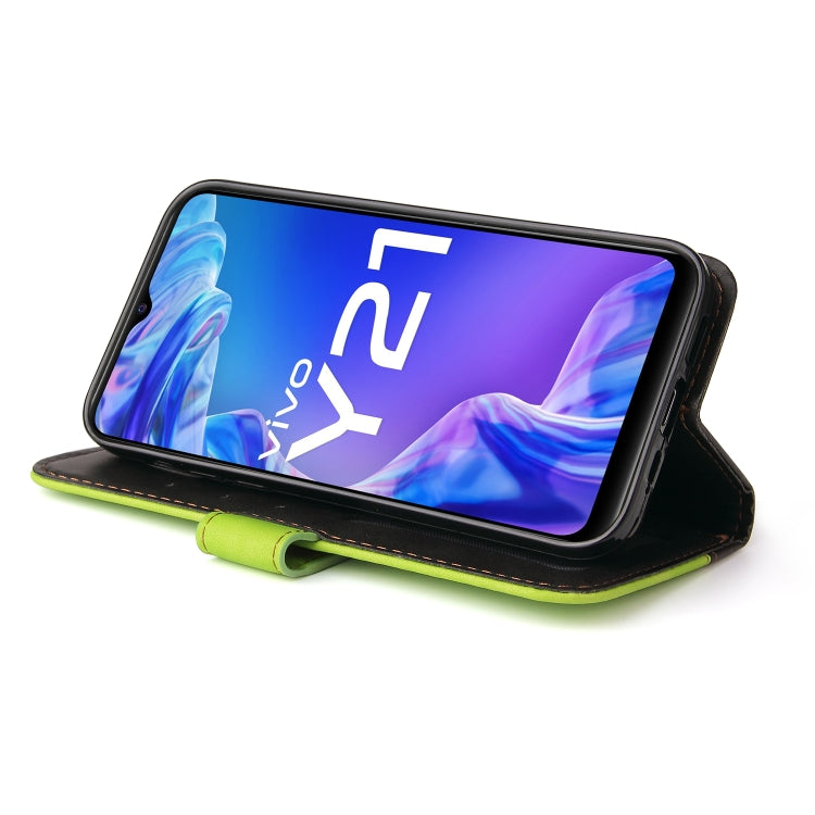 For vivo Y21 / Y21s / Y33s Stitching-Color Horizontal Flip Leather Phone Case with Holder & Card Slots & Photo Frame