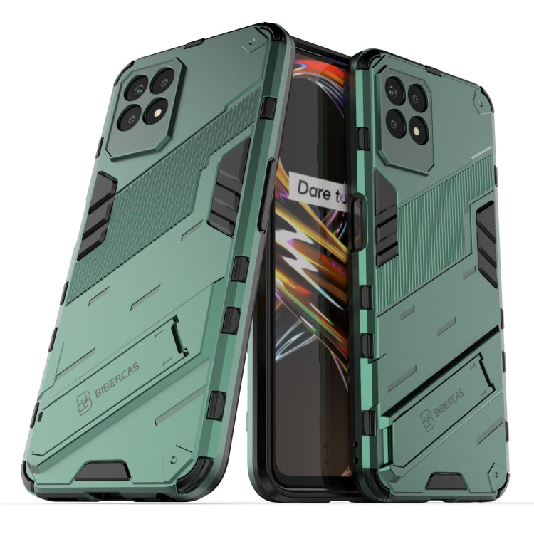 For OPPO Realme 8i Punk Armor 2 in 1 PC + TPU Shockproof Phone Case with Invisible Holder