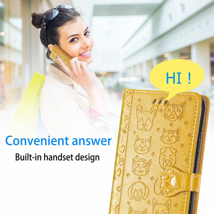 For OPPO Realme C21Y Cat and Dog Embossed Horizontal Flip Phone Leather Case with Holder & Card Slot & Wallet & Lanyard