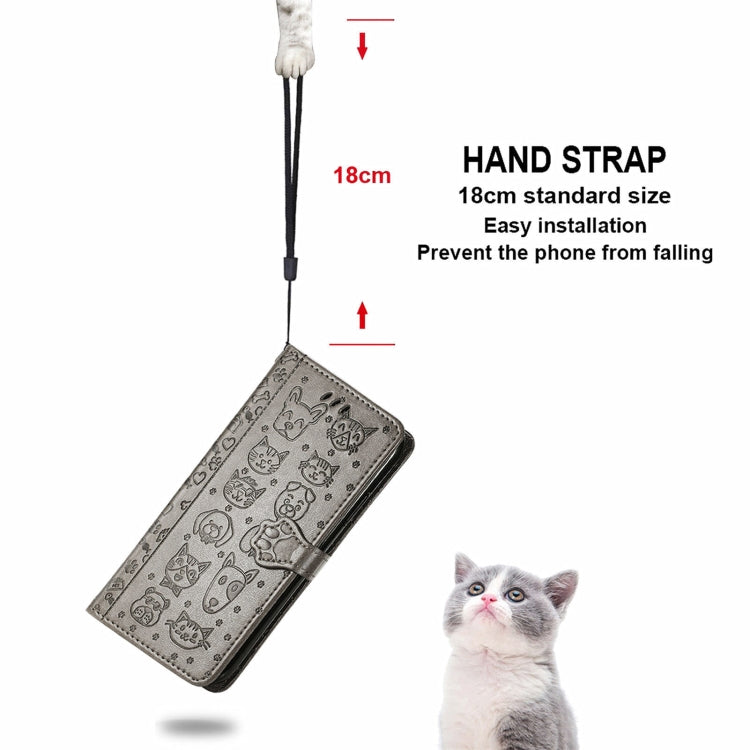 For OPPO Realme C21Y Cat and Dog Embossed Horizontal Flip Phone Leather Case with Holder & Card Slot & Wallet & Lanyard