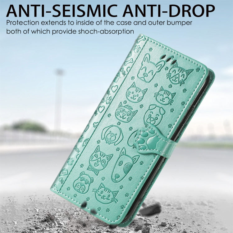 For Google Pixel 6 Cat and Dog Embossed Horizontal Flip Phone Leather Case with Holder & Card Slot & Wallet & Lanyard