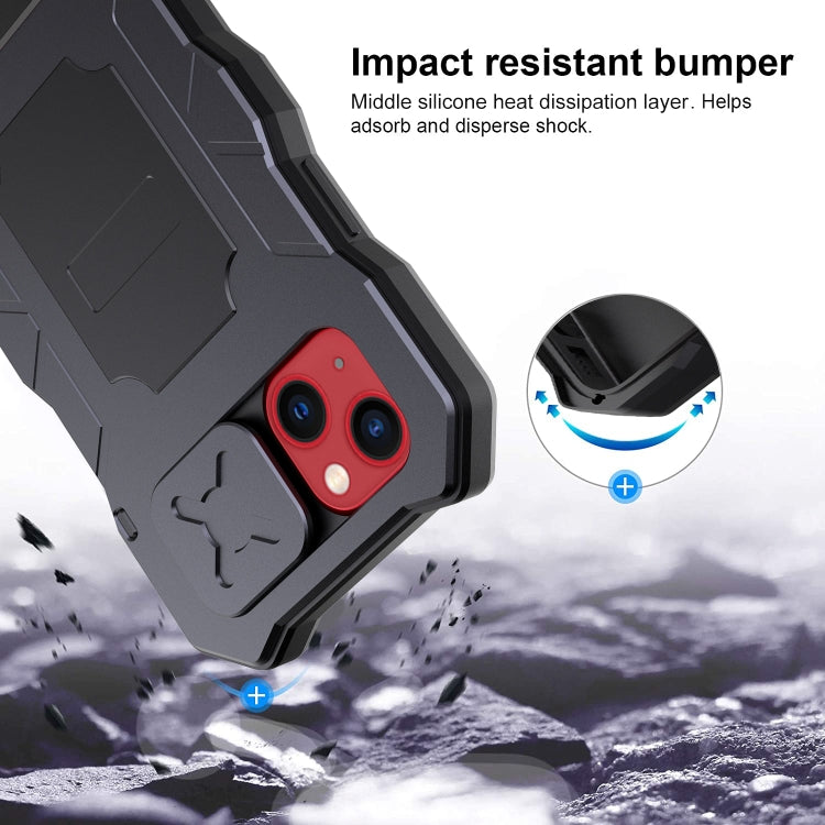 For iPhone 13 Camshield Shockproof Life Waterproof Dustproof Metal Case with Holder