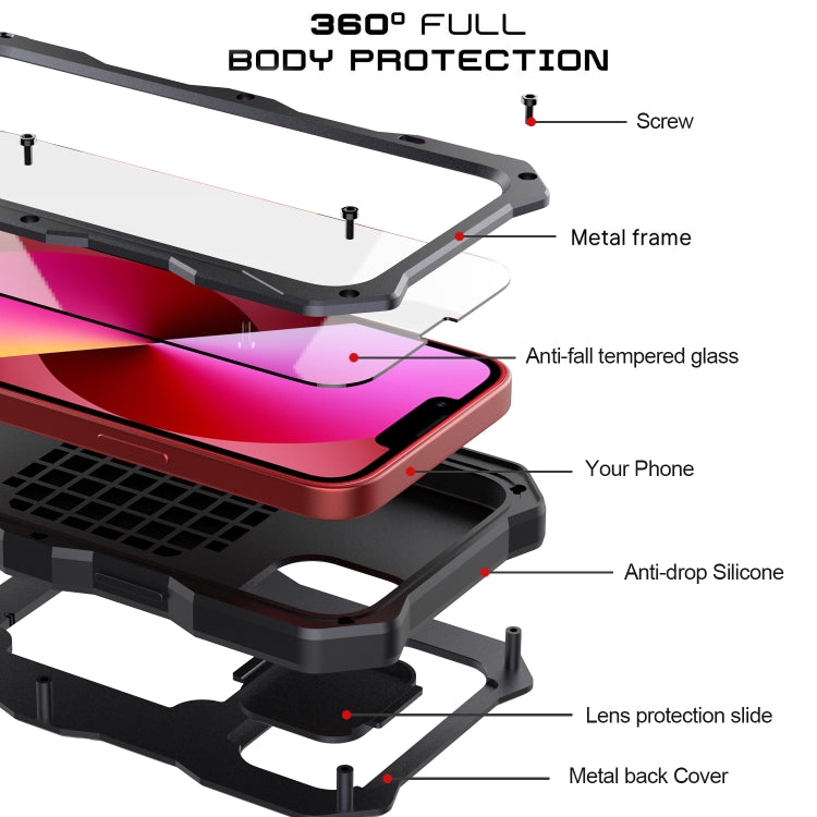 For iPhone 13 Camshield Shockproof Life Waterproof Dustproof Metal Case with Holder