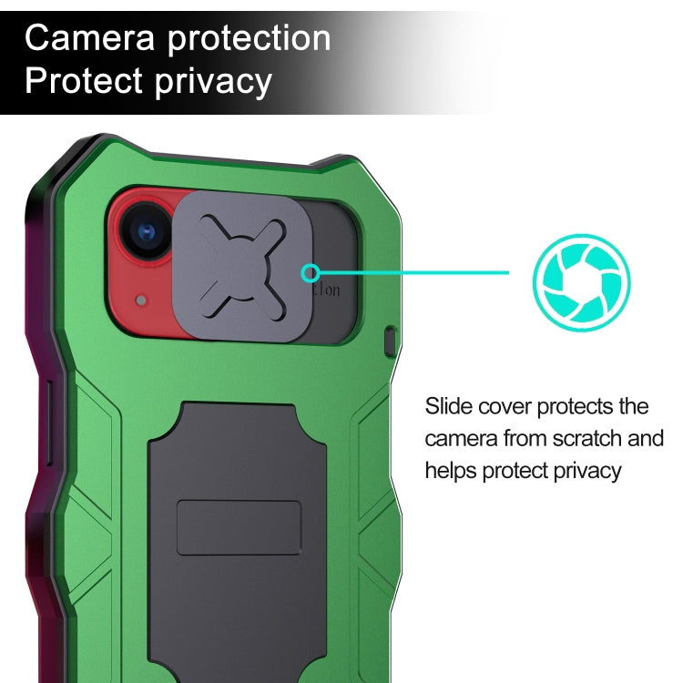 For iPhone 13 Camshield Shockproof Life Waterproof Dustproof Metal Case with Holder