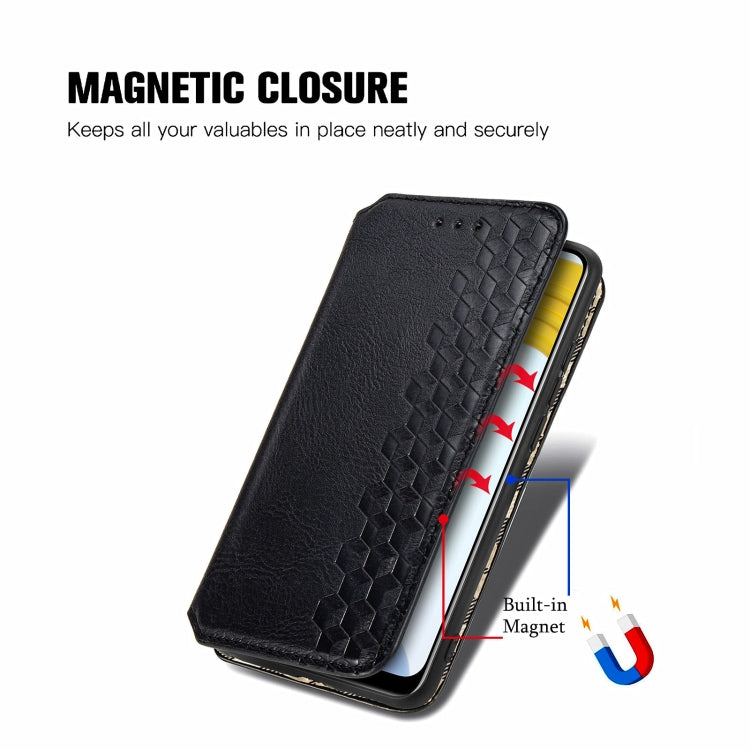 For OPPO Realme C21Y Cubic Grid Pressed Horizontal Flip Magnetic Leather Case with Holder & Card Slots & Wallet