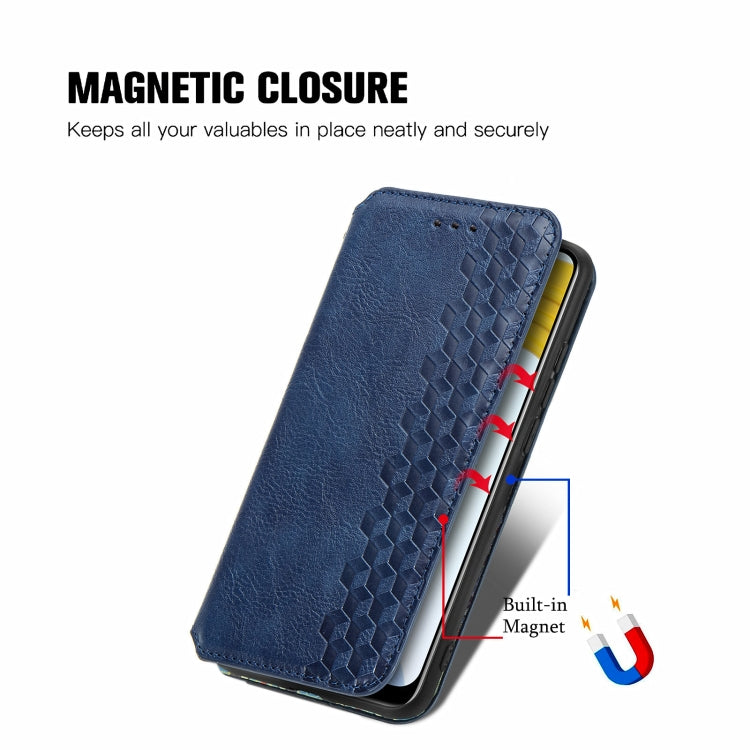For OPPO Realme C21Y Cubic Grid Pressed Horizontal Flip Magnetic Leather Case with Holder & Card Slots & Wallet