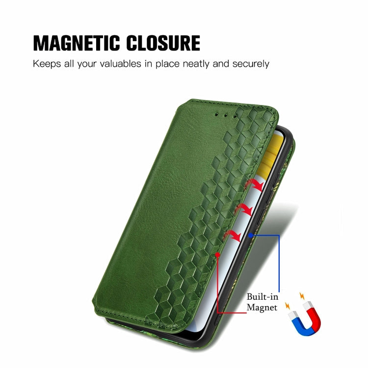 For OPPO Realme C21Y Cubic Grid Pressed Horizontal Flip Magnetic Leather Case with Holder & Card Slots & Wallet