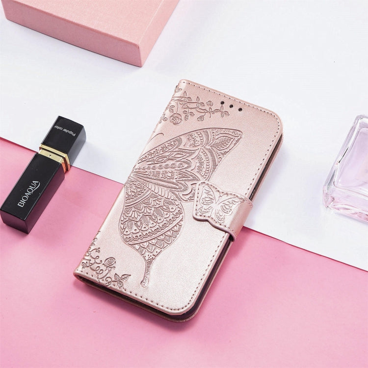 For OPPO Realme C21Y Butterfly Love Flowers Embossed Horizontal Flip Leather Case with Holder & Card Slots & Wallet & Lanyard