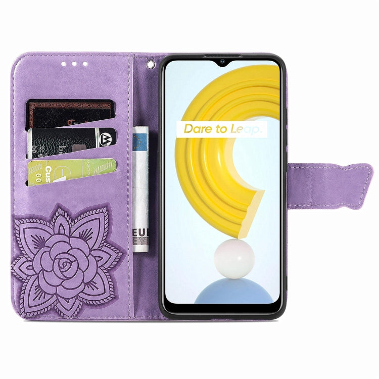 For OPPO Realme C21Y Butterfly Love Flowers Embossed Horizontal Flip Leather Case with Holder & Card Slots & Wallet & Lanyard