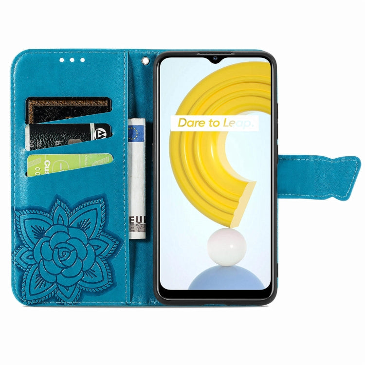 For OPPO Realme C21Y Butterfly Love Flowers Embossed Horizontal Flip Leather Case with Holder & Card Slots & Wallet & Lanyard