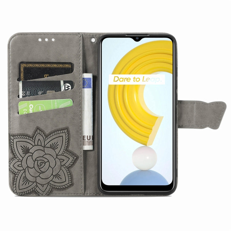 For OPPO Realme C21Y Butterfly Love Flowers Embossed Horizontal Flip Leather Case with Holder & Card Slots & Wallet & Lanyard