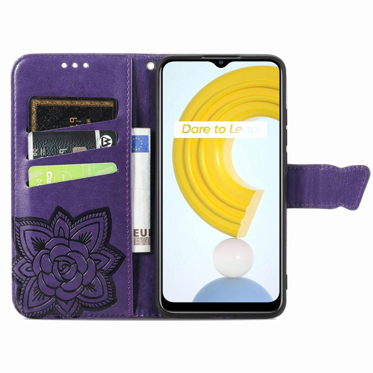 For OPPO Realme C21Y Butterfly Love Flowers Embossed Horizontal Flip Leather Case with Holder & Card Slots & Wallet & Lanyard