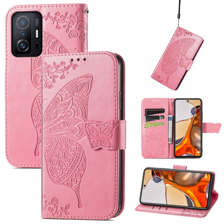 For Xiaomi Mi 11T / 11T Pro Butterfly Love Flowers Embossed Horizontal Flip Leather Case with Holder & Card Slots & Wallet & Lanyard