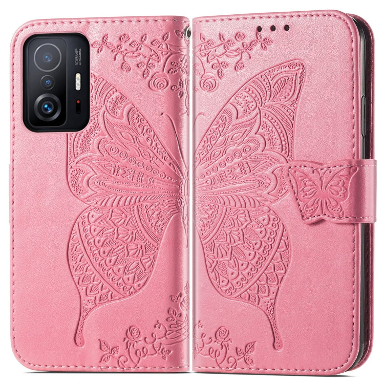 For Xiaomi Mi 11T / 11T Pro Butterfly Love Flowers Embossed Horizontal Flip Leather Case with Holder & Card Slots & Wallet & Lanyard