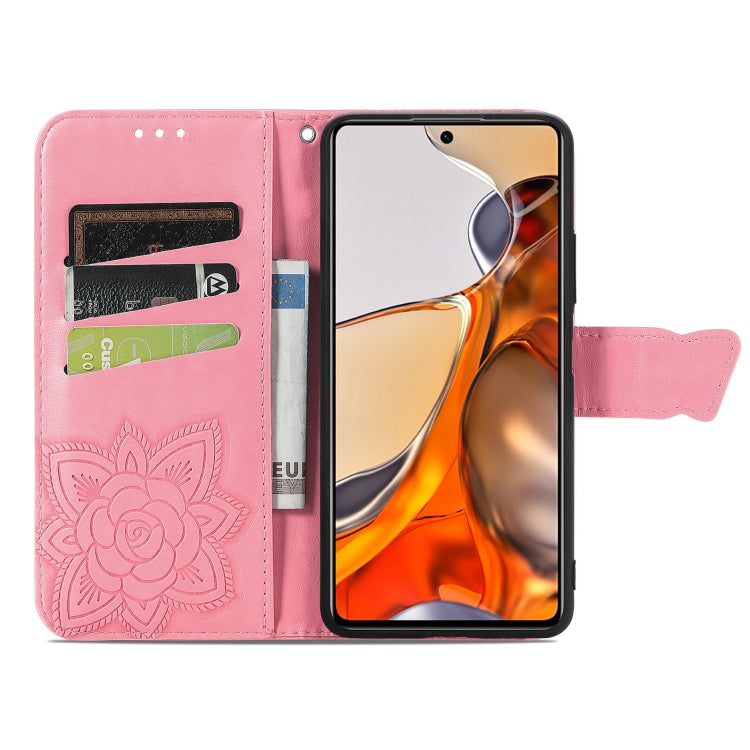 For Xiaomi Mi 11T / 11T Pro Butterfly Love Flowers Embossed Horizontal Flip Leather Case with Holder & Card Slots & Wallet & Lanyard