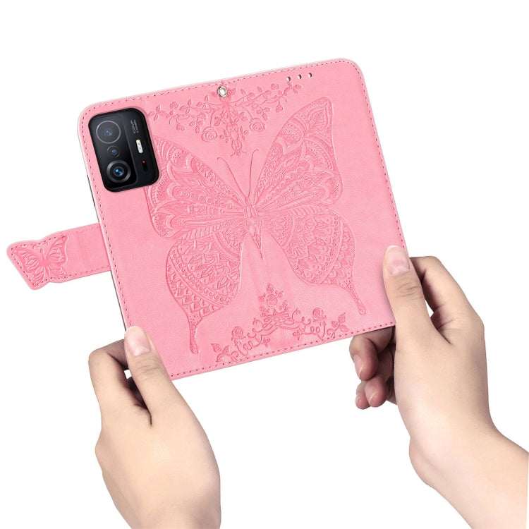 For Xiaomi Mi 11T / 11T Pro Butterfly Love Flowers Embossed Horizontal Flip Leather Case with Holder & Card Slots & Wallet & Lanyard