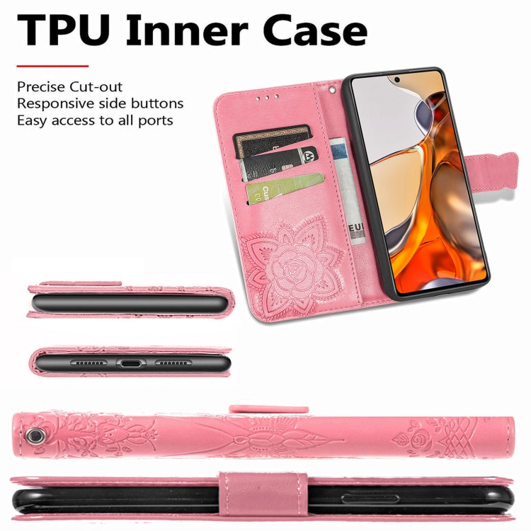 For Xiaomi Mi 11T / 11T Pro Butterfly Love Flowers Embossed Horizontal Flip Leather Case with Holder & Card Slots & Wallet & Lanyard