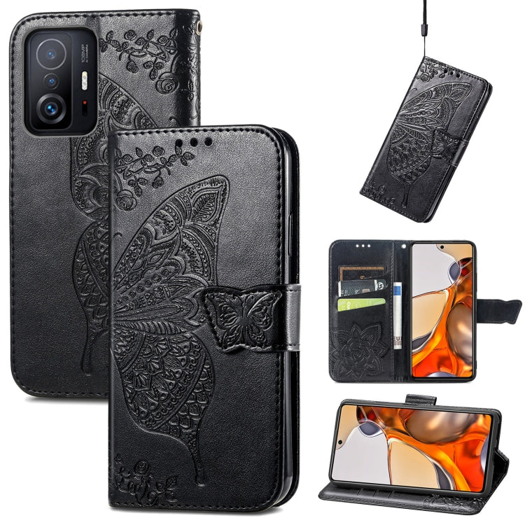 For Xiaomi Mi 11T / 11T Pro Butterfly Love Flowers Embossed Horizontal Flip Leather Case with Holder & Card Slots & Wallet & Lanyard