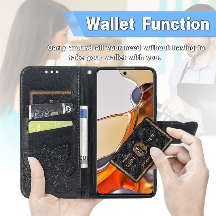For Xiaomi Mi 11T / 11T Pro Butterfly Love Flowers Embossed Horizontal Flip Leather Case with Holder & Card Slots & Wallet & Lanyard