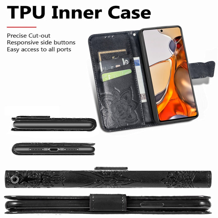 For Xiaomi Mi 11T / 11T Pro Butterfly Love Flowers Embossed Horizontal Flip Leather Case with Holder & Card Slots & Wallet & Lanyard