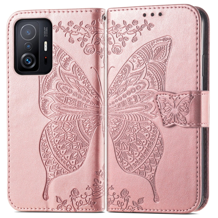 For Xiaomi Mi 11T / 11T Pro Butterfly Love Flowers Embossed Horizontal Flip Leather Case with Holder & Card Slots & Wallet & Lanyard