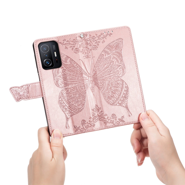 For Xiaomi Mi 11T / 11T Pro Butterfly Love Flowers Embossed Horizontal Flip Leather Case with Holder & Card Slots & Wallet & Lanyard
