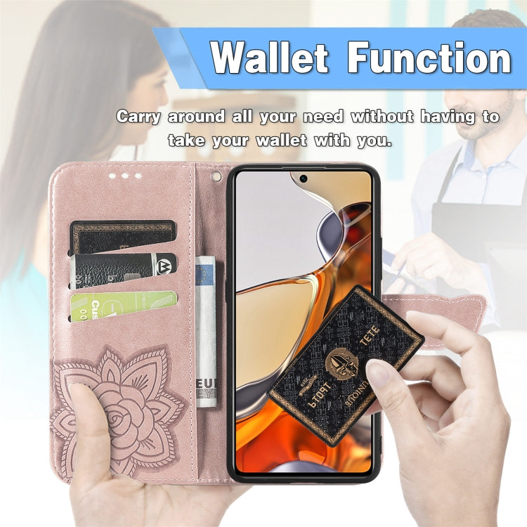 For Xiaomi Mi 11T / 11T Pro Butterfly Love Flowers Embossed Horizontal Flip Leather Case with Holder & Card Slots & Wallet & Lanyard