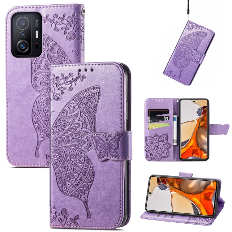 For Xiaomi Mi 11T / 11T Pro Butterfly Love Flowers Embossed Horizontal Flip Leather Case with Holder & Card Slots & Wallet & Lanyard