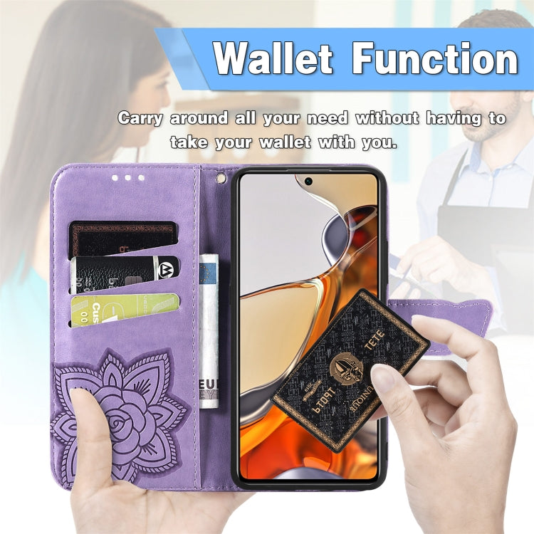 For Xiaomi Mi 11T / 11T Pro Butterfly Love Flowers Embossed Horizontal Flip Leather Case with Holder & Card Slots & Wallet & Lanyard