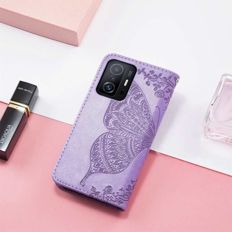 For Xiaomi Mi 11T / 11T Pro Butterfly Love Flowers Embossed Horizontal Flip Leather Case with Holder & Card Slots & Wallet & Lanyard