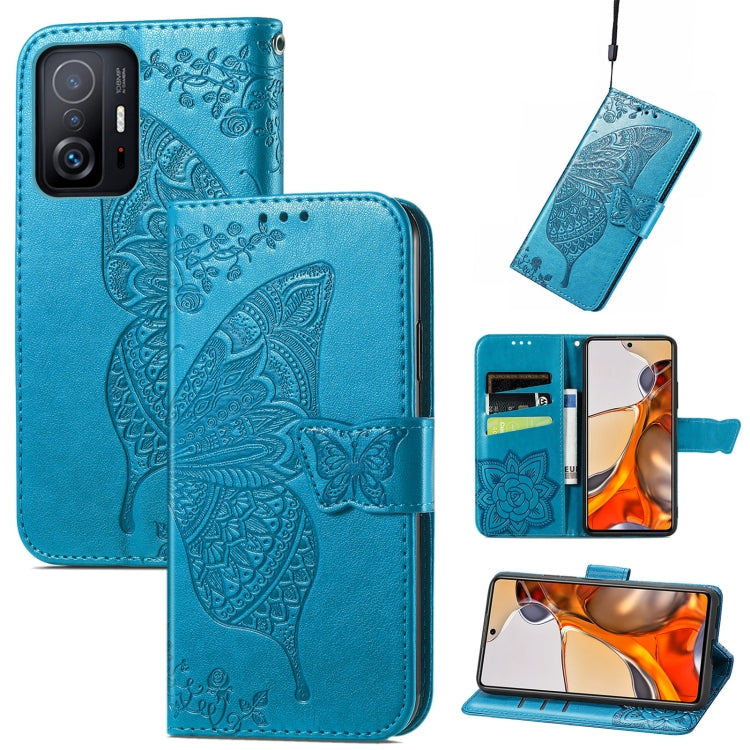 For Xiaomi Mi 11T / 11T Pro Butterfly Love Flowers Embossed Horizontal Flip Leather Case with Holder & Card Slots & Wallet & Lanyard
