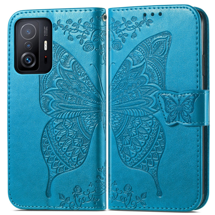 For Xiaomi Mi 11T / 11T Pro Butterfly Love Flowers Embossed Horizontal Flip Leather Case with Holder & Card Slots & Wallet & Lanyard
