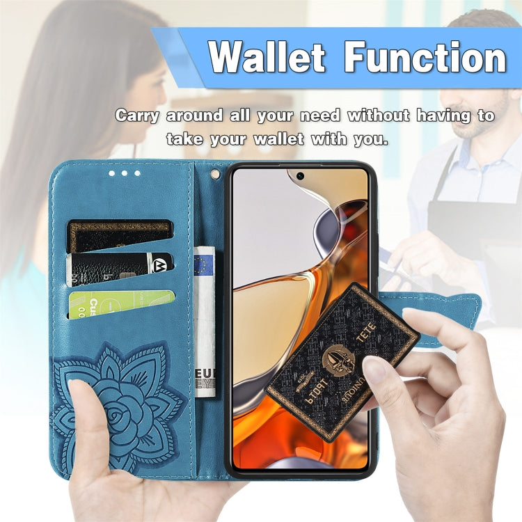 For Xiaomi Mi 11T / 11T Pro Butterfly Love Flowers Embossed Horizontal Flip Leather Case with Holder & Card Slots & Wallet & Lanyard