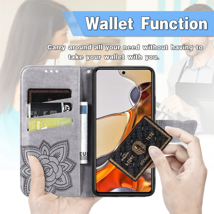 For Xiaomi Mi 11T / 11T Pro Butterfly Love Flowers Embossed Horizontal Flip Leather Case with Holder & Card Slots & Wallet & Lanyard
