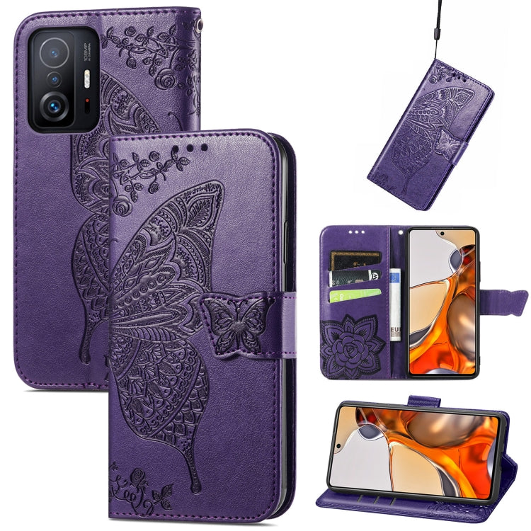 For Xiaomi Mi 11T / 11T Pro Butterfly Love Flowers Embossed Horizontal Flip Leather Case with Holder & Card Slots & Wallet & Lanyard